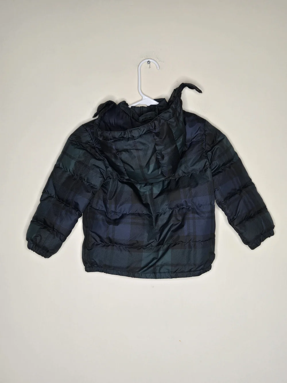 Polo Ralph Lauren Toddler Down Puffer Jacket Hooded Plaid Navy Green 4T